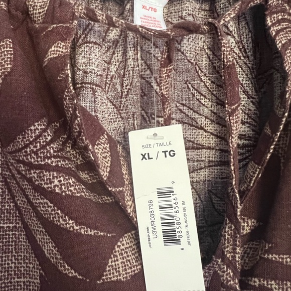 New Joe Fresh Boho Summer Top - Prune & Beige, Size XL - Picture 2 of 4